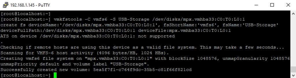 How to add a USB Disk as VMFS Datastore in ESXi